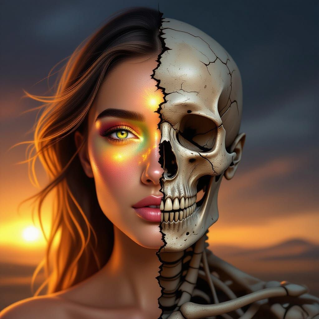 Hyperrealistic Portrait: Life and Decay in Digital Art