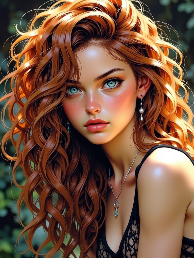 Auburn Beauty Portrait in Hyperdetailed Style