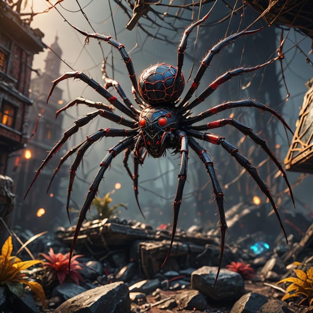 Anarchist Spider in Detailed Fantasy Environment