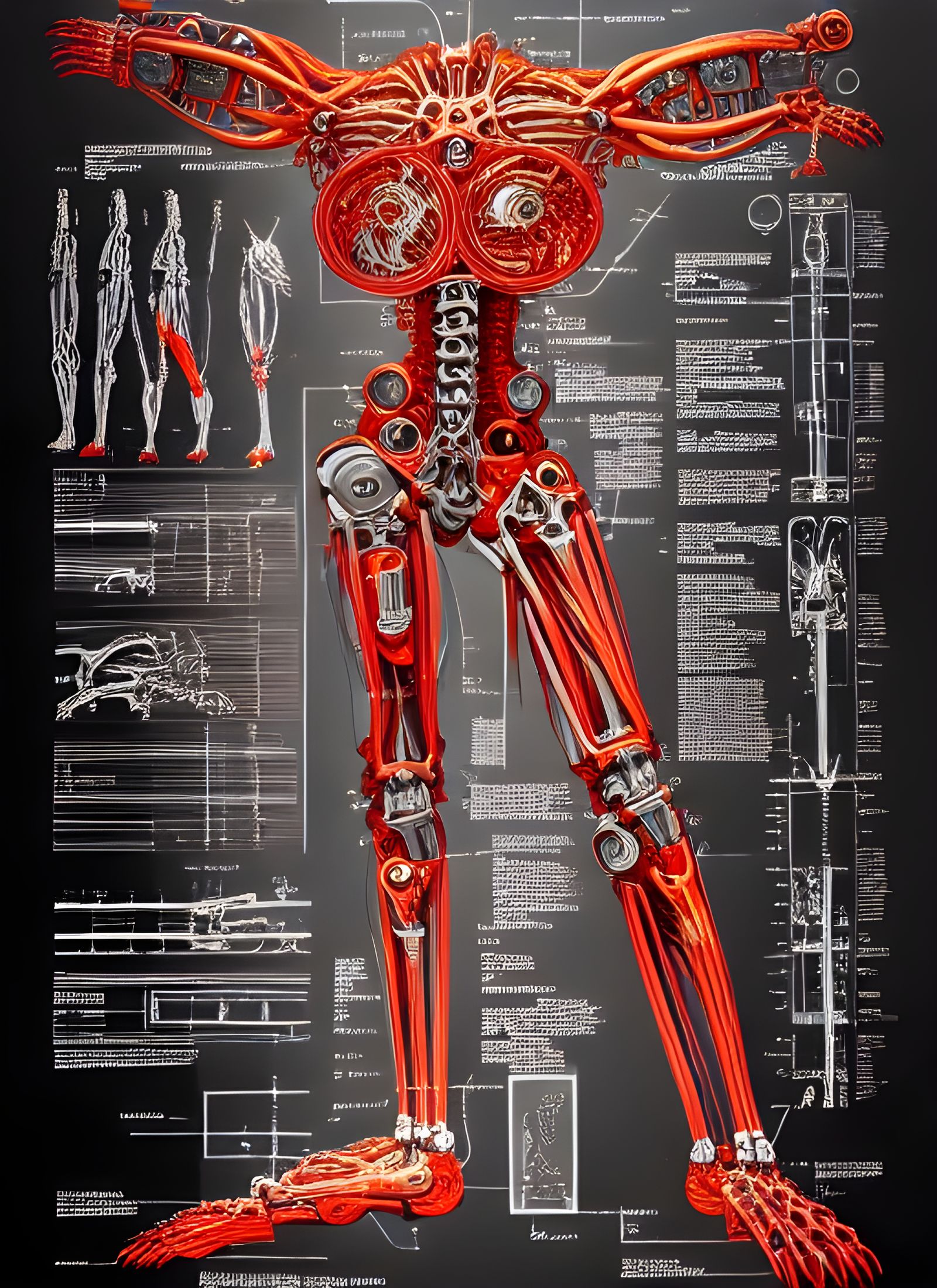 Detailed Schematics of a Biomechanical Chicken Terminator
