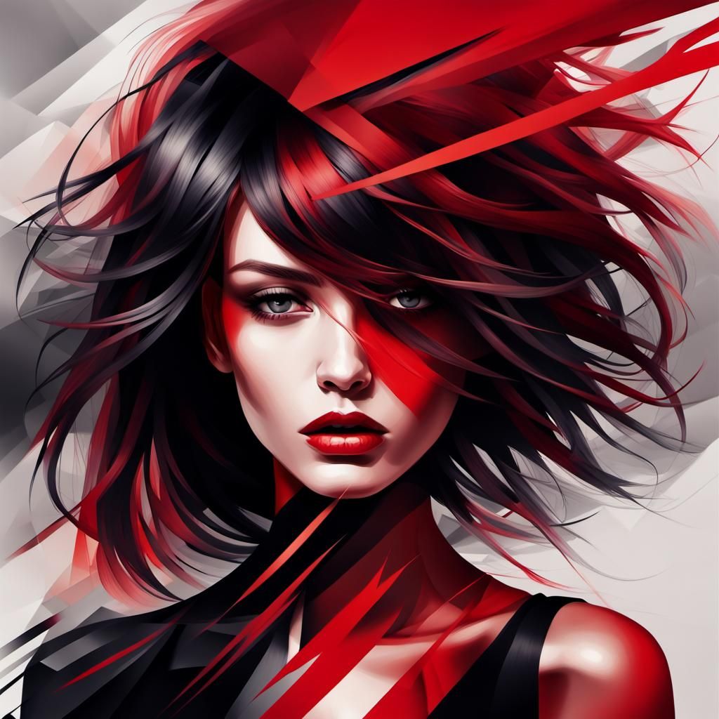 Abstract Female Portrait in Graffiti Style