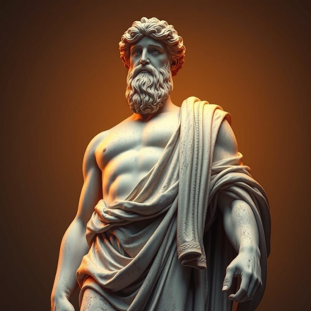 Elegant Neoclassical Statue in Golden Light