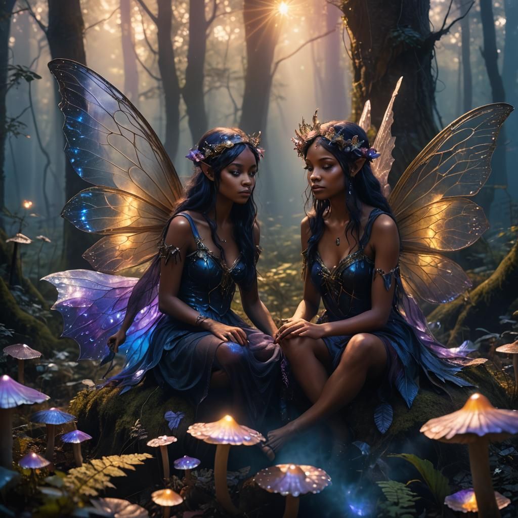 Mystic Dark Fairy in Misty Forest