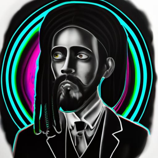 Futuristic Neon Chalk Art: Haile Selassie Portrait