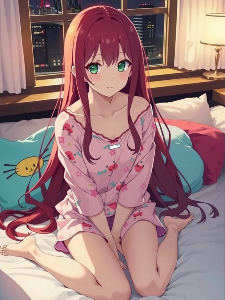 Japanese Woman in Hello Kitty Pajamas, Fashion Sketch