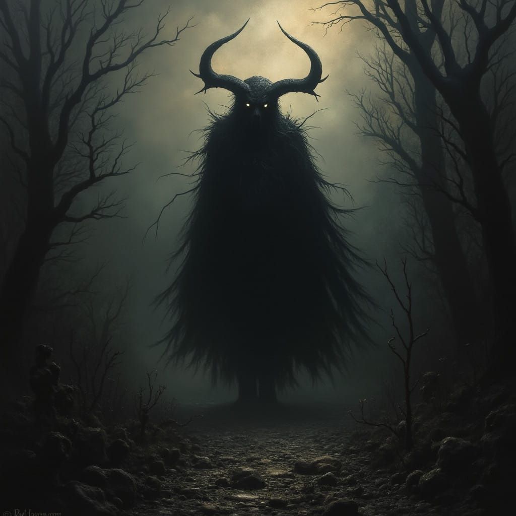 Dark Romantic Landscape in the Style of 19th Century German...