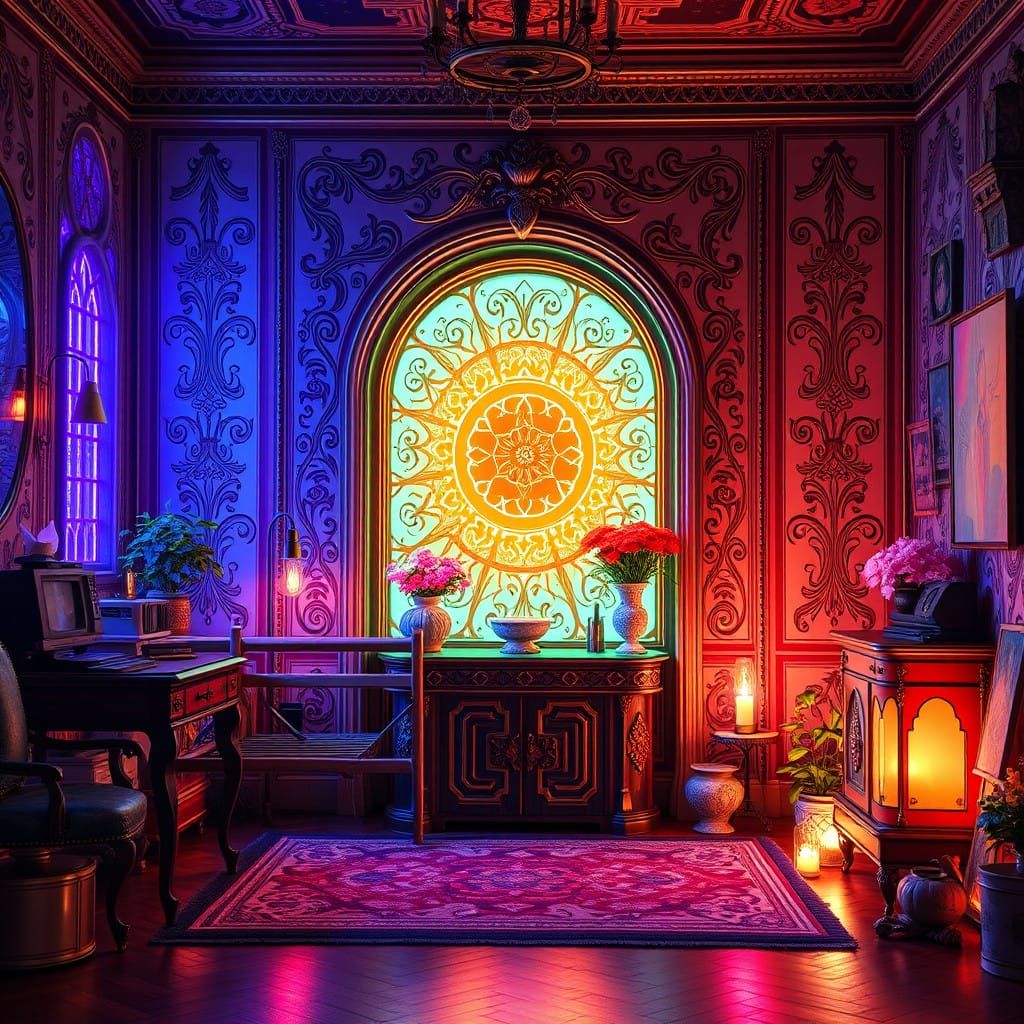 Vibrant Portal to Emotions in a Vintage Room