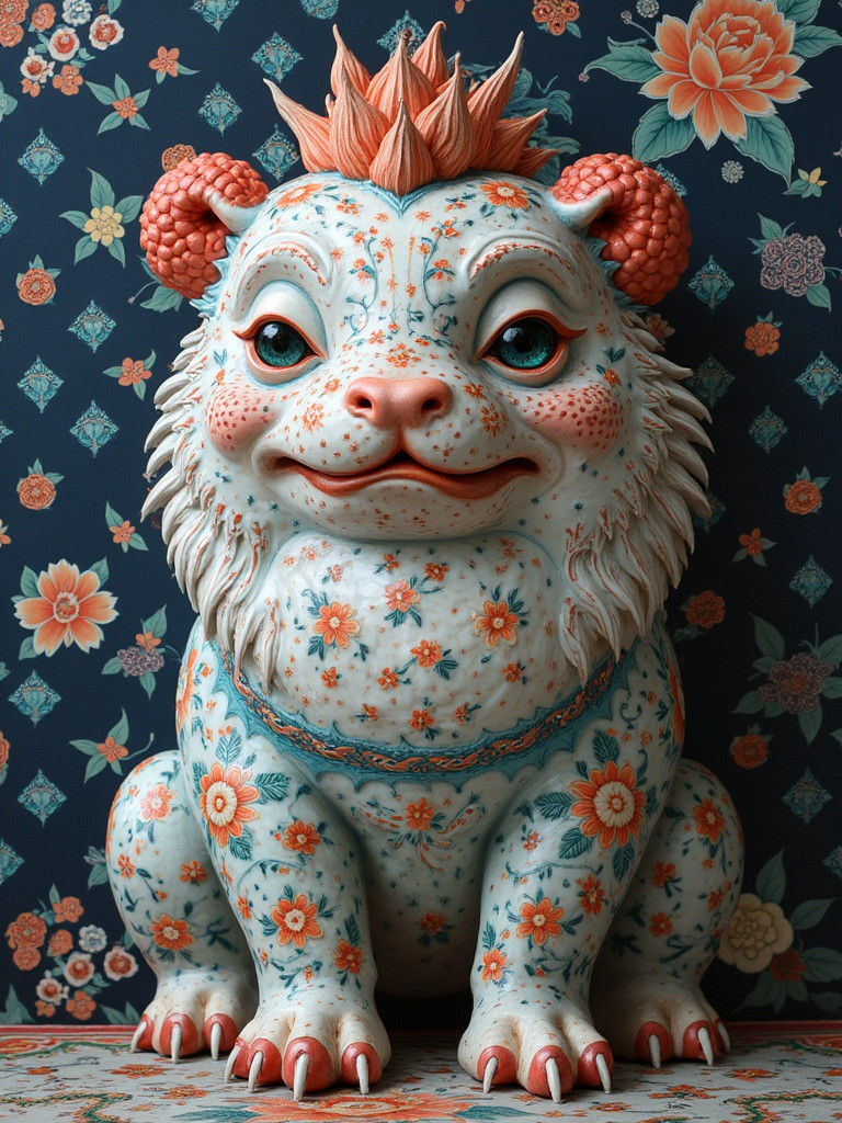 Cloisonné Portrait with Ammonite Texture in High Resolution