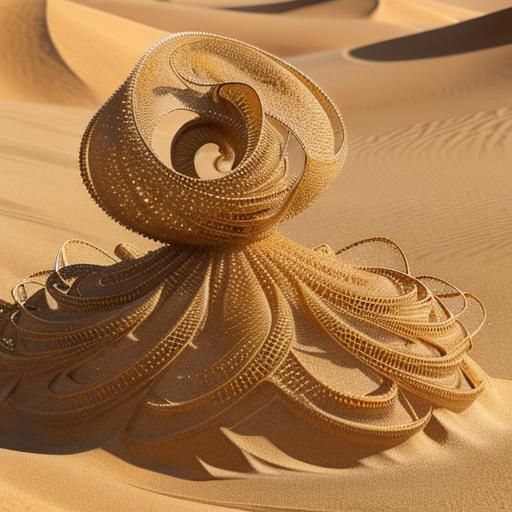 Sand Creature Dissolving in a Swirl of Sand
