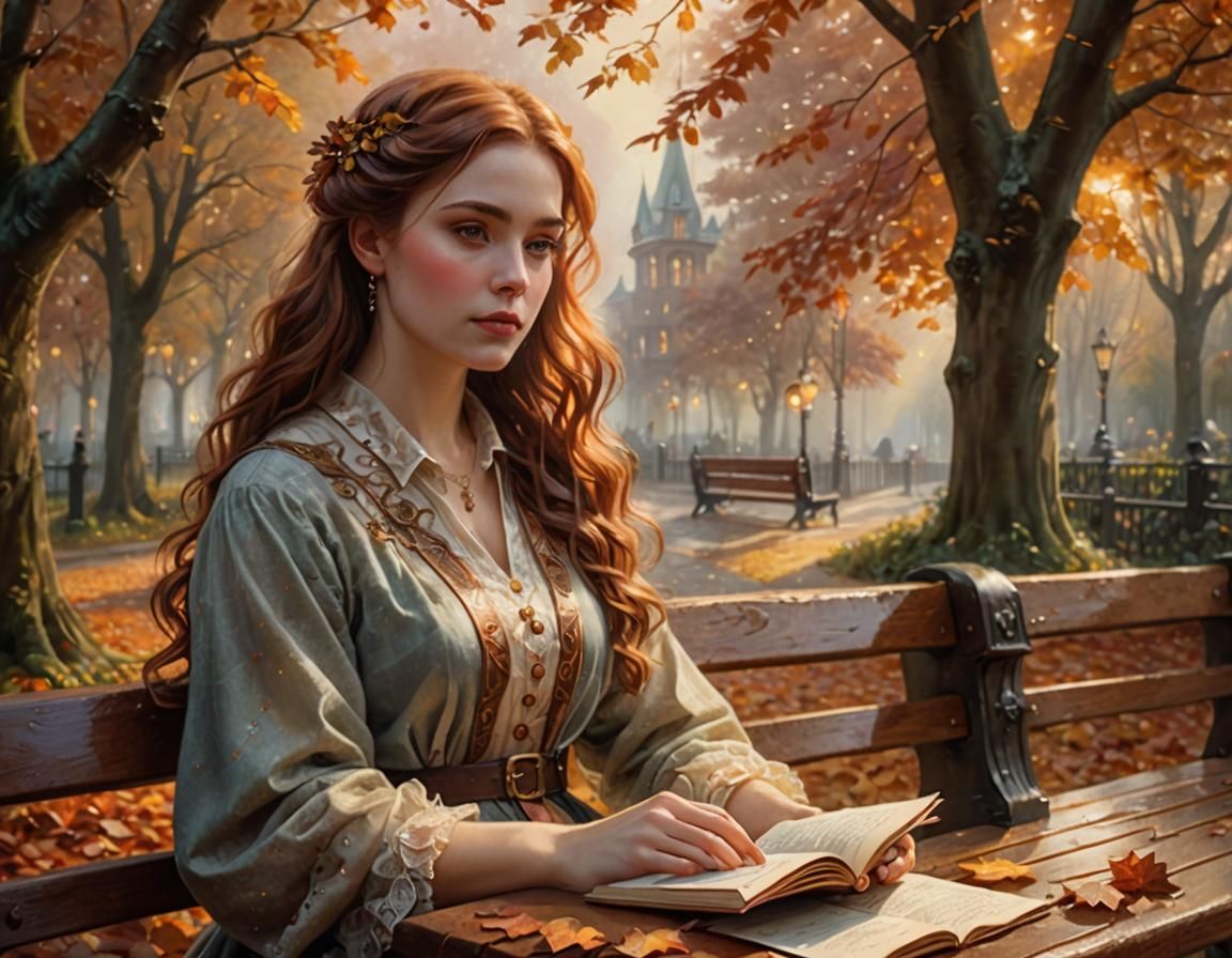 Ethereal Autumn Portrait in Oil Painting Style