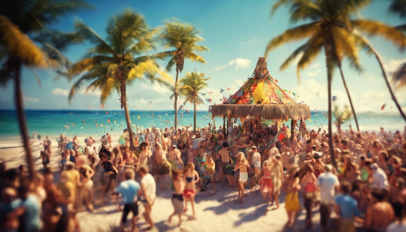 Lively Tiki Bar Spring Break Party on Cerulean Sea