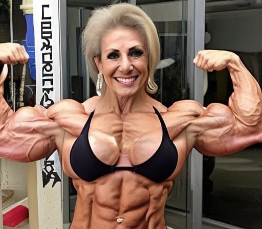 Muscular Grandma Bodybuilder with Ripped Physique