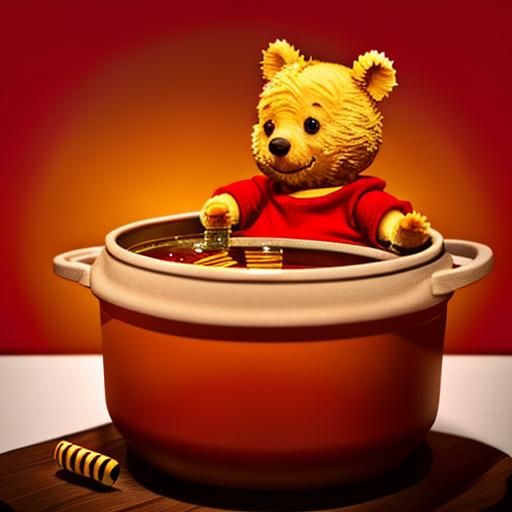 Winnie the Pooh Devouring Honey