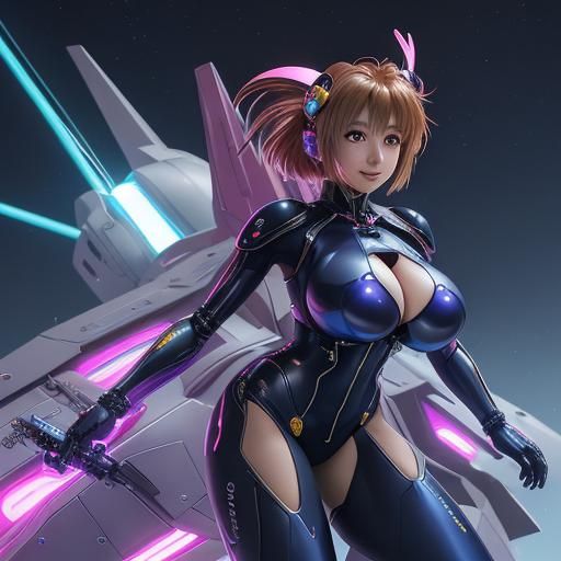 Sakura Kinomoto in Mecha Suit on Alien Aircraft