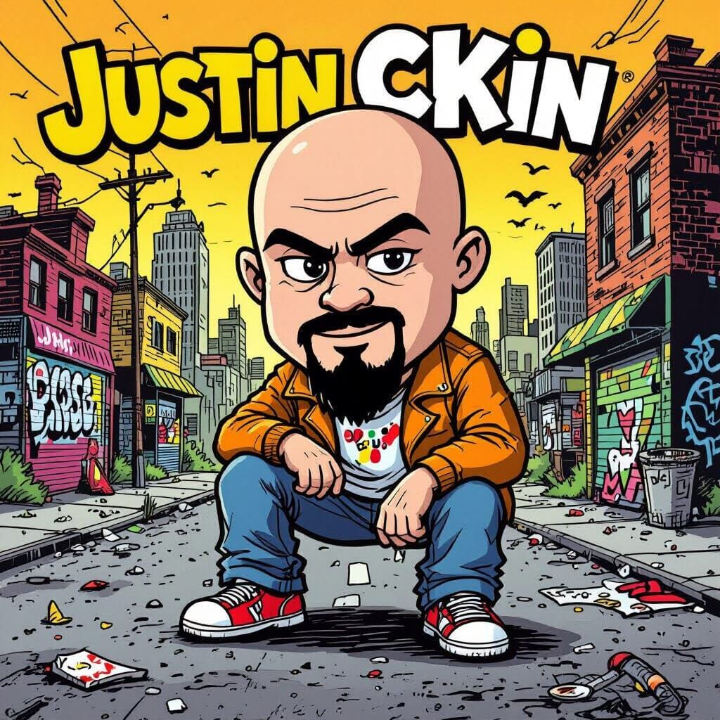 Curb Crawling Bald Man in Garbage Pail Kids Style