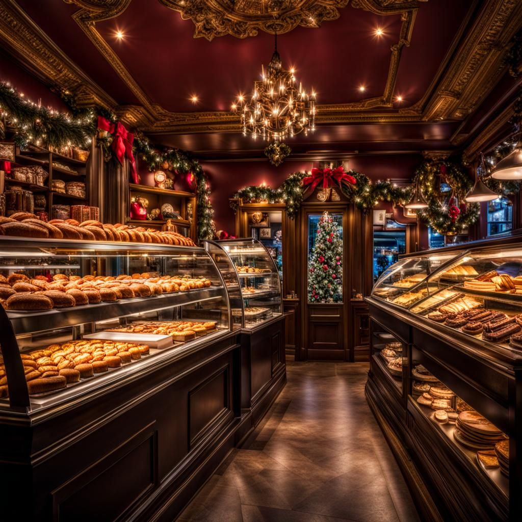 Hyperrealistic Christmas Pastry Shop in HDR