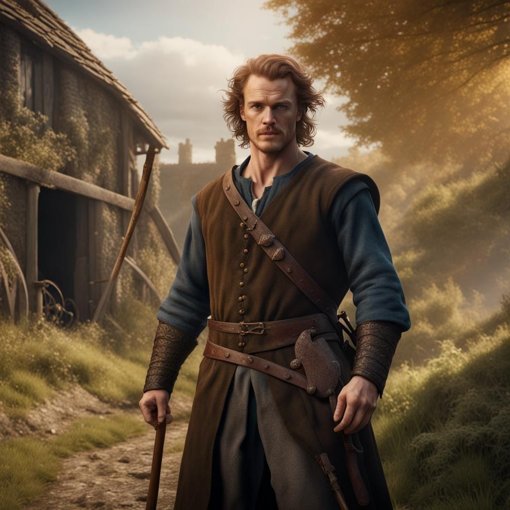 Sam Heughan as Medieval Farmer, Fantasy Art