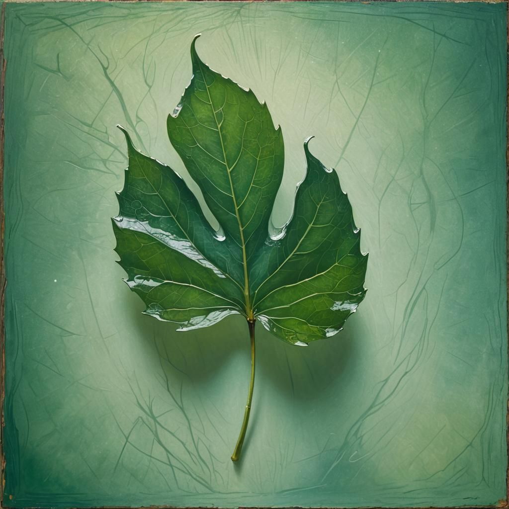 Leaf Transformation as Oil Painting in Art Nouveau Style