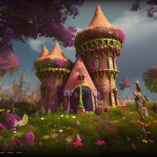 Fantasy Flower Castle: 3D Game Cinematic Render