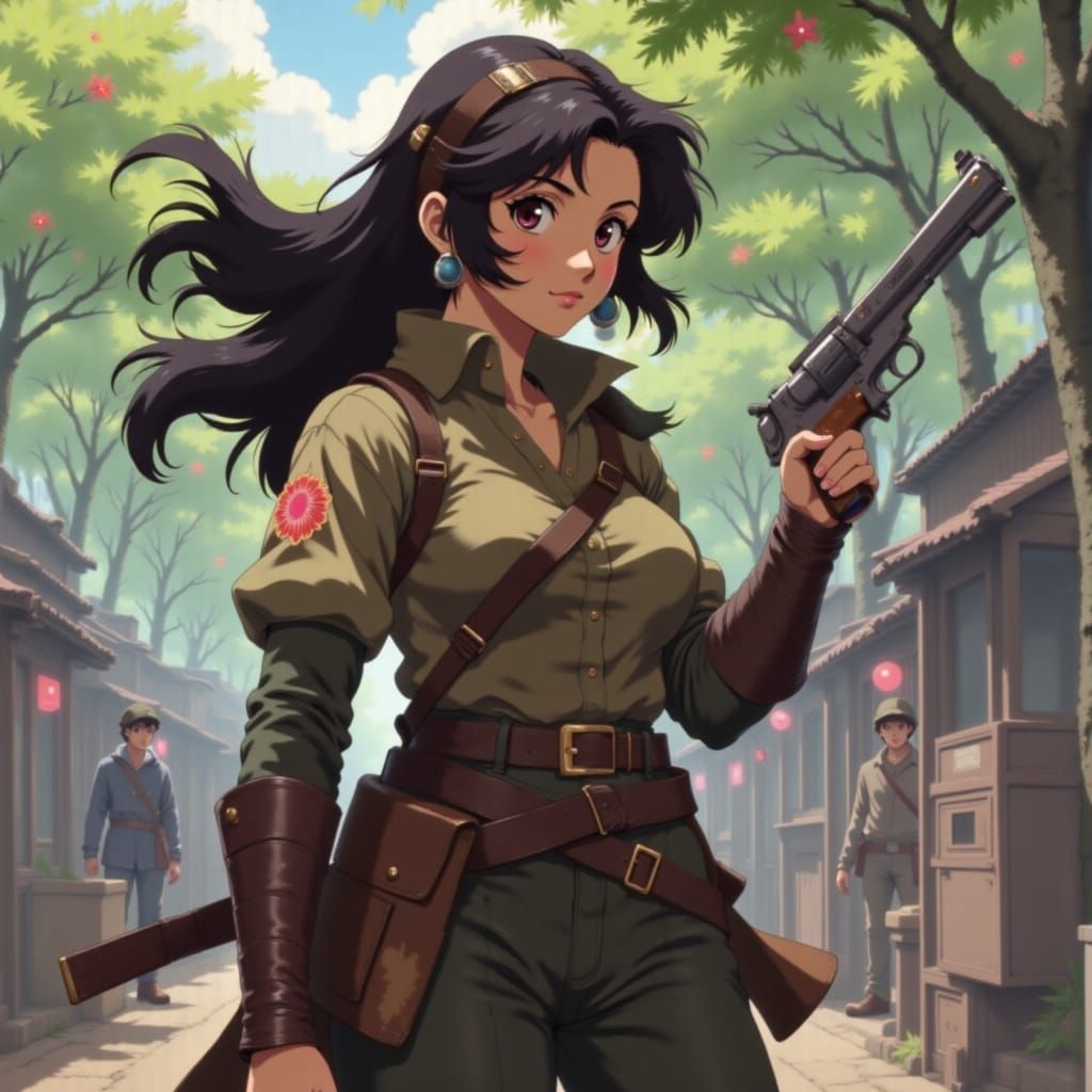 Anime Gunslinger Girl Adventurer in Manga Style