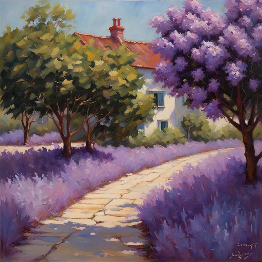 Lilacs in Bloom: An Oil Painting
