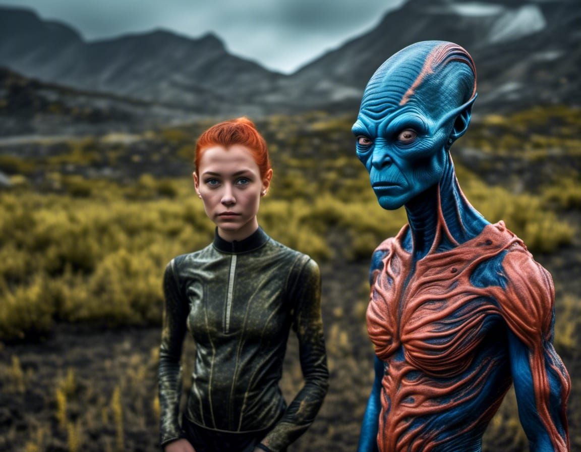 Smiling Aliens and Pets in English Garden