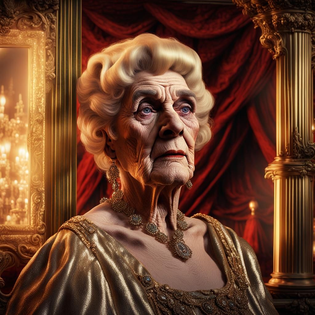 Saturated Portrait of Elderly Transvestite as Matte Painting