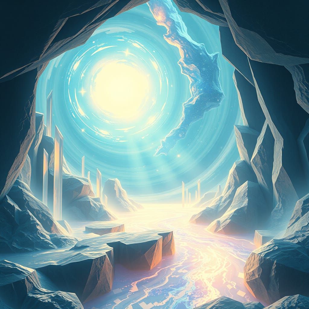 Ethereal Sanctuary of Luminous Geometric Forms