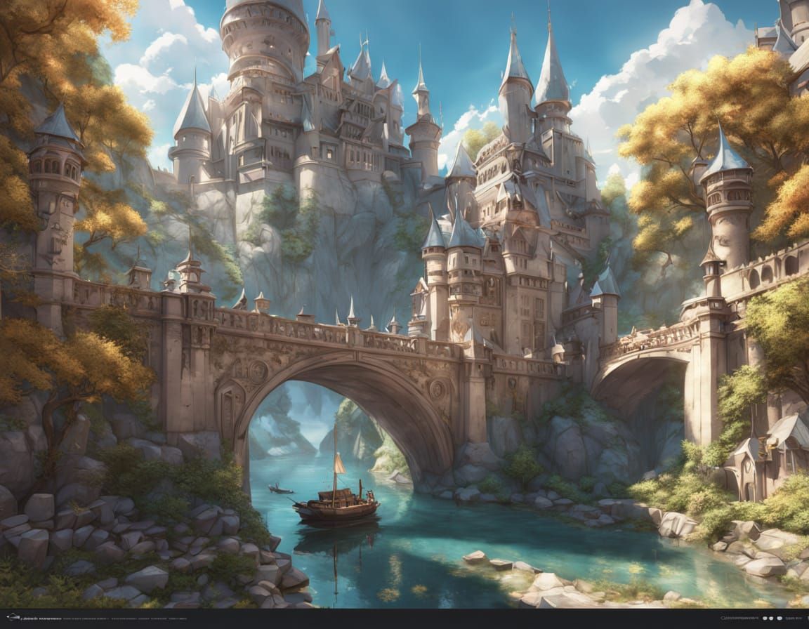 Majestic Parchment Castle in Pop-Up Book Style