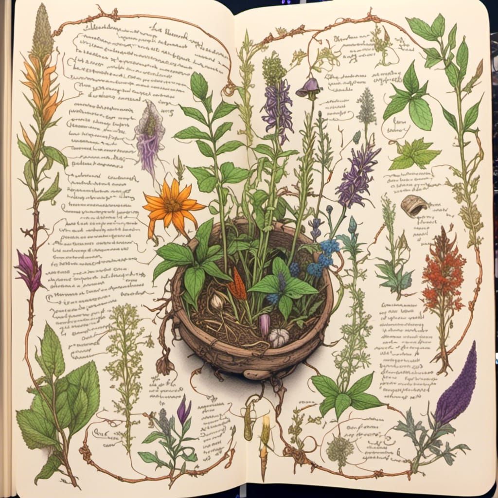 Healing Herbs Sketch in Wizardcore Colored Pencil