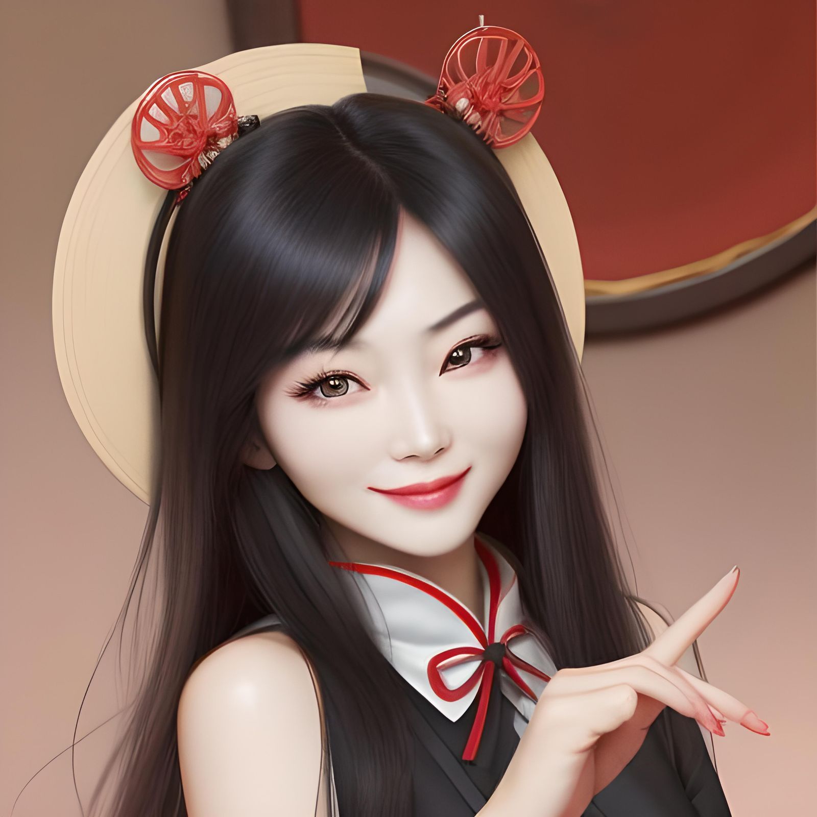 Flirtatious Chinese Woman with Playful Wink