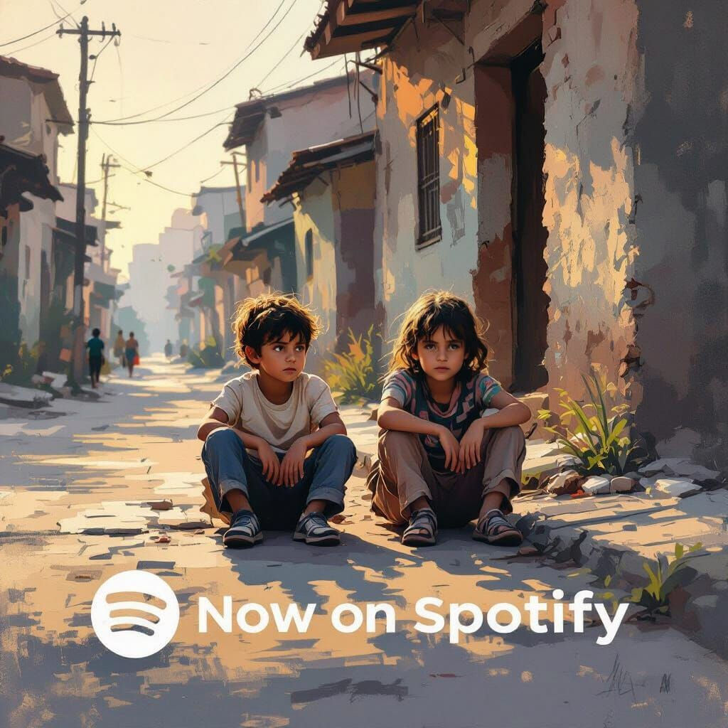 Children in a Poor Neighborhood Street Scene