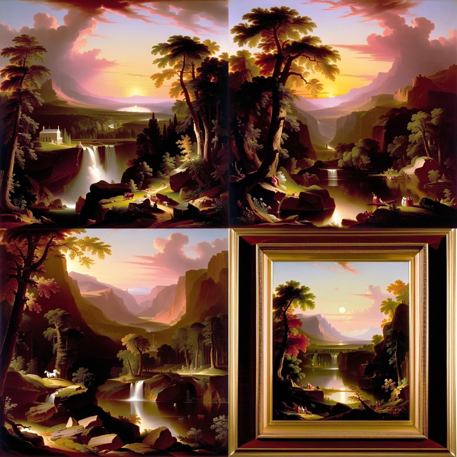 Romantic Landscape Painting in Hudson River School Style