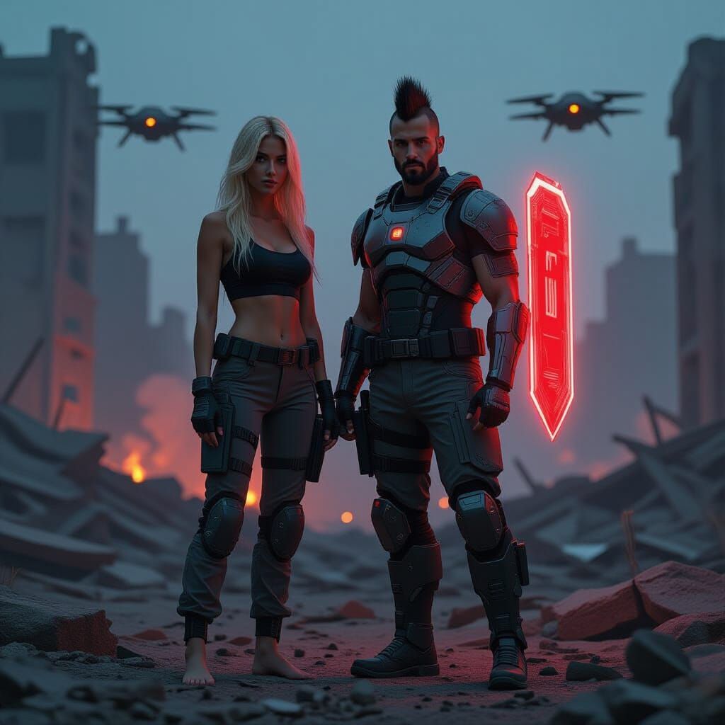 Post-Apocalyptic Duo Protected by Cyberpunk Shield