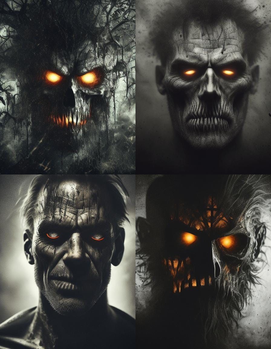 Disturbing Monochrome Portrait with Wide Smile