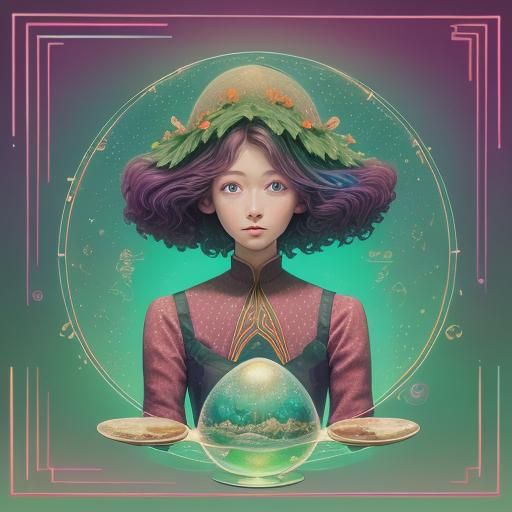 Rotoscoped Portrait in Art Deco Mushroom Landscape