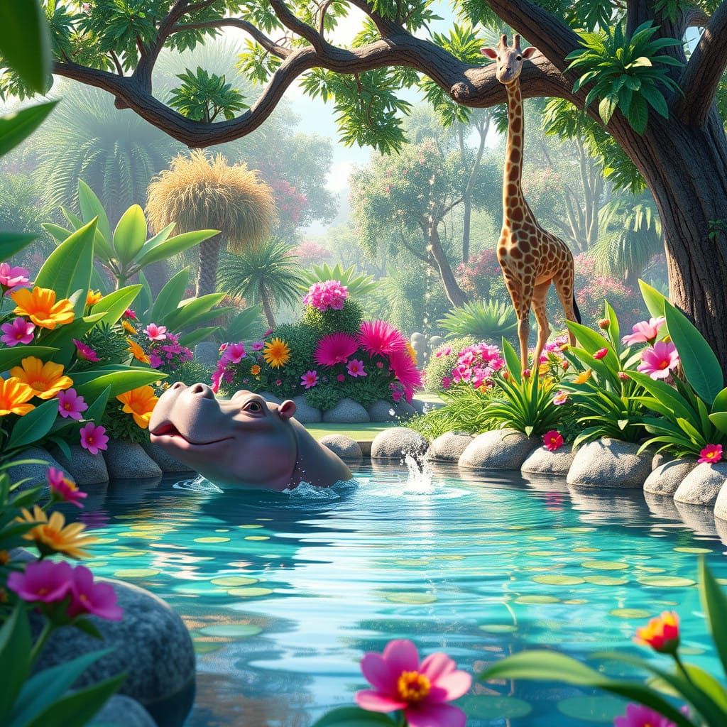 on vacations in a paradise garden