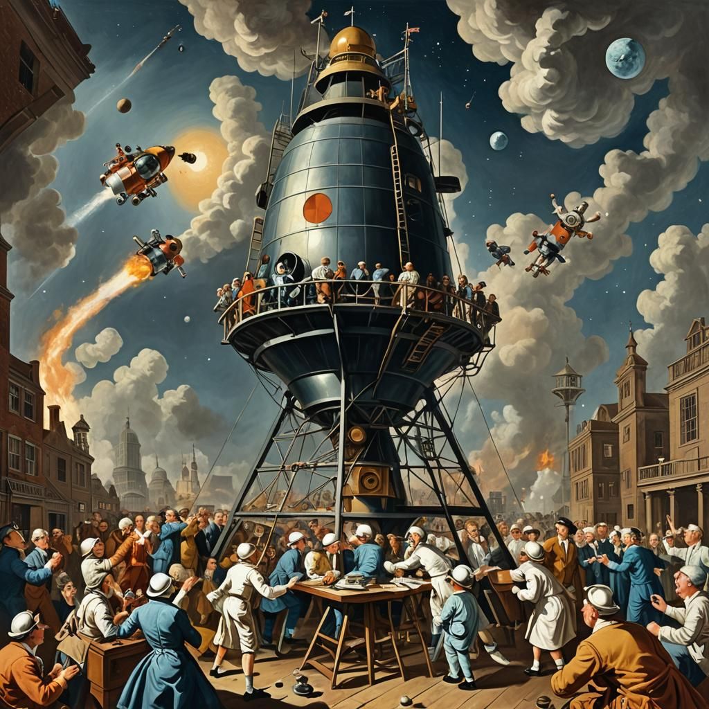 Apollo Space Missions in Hogarth Style