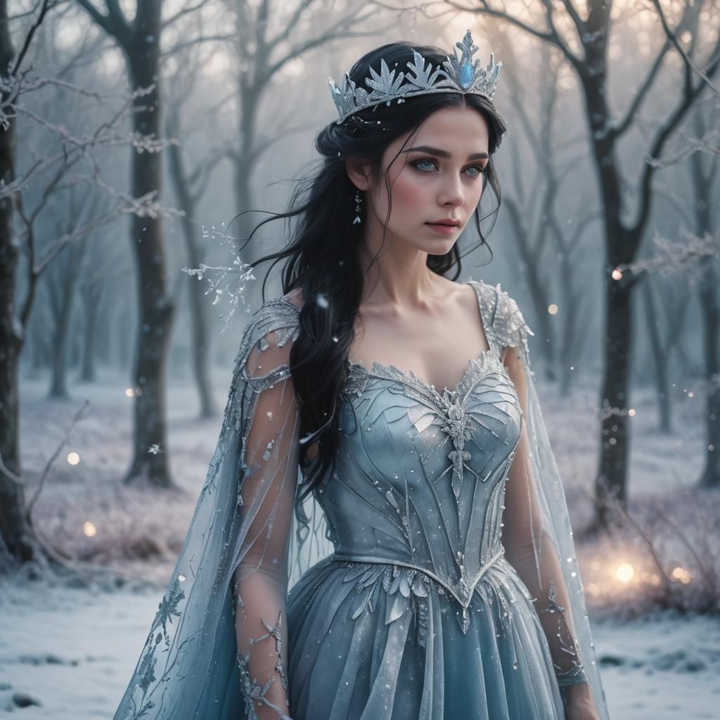 Ice Fairy Queen Portrait in Dreamlike Fantasy Style