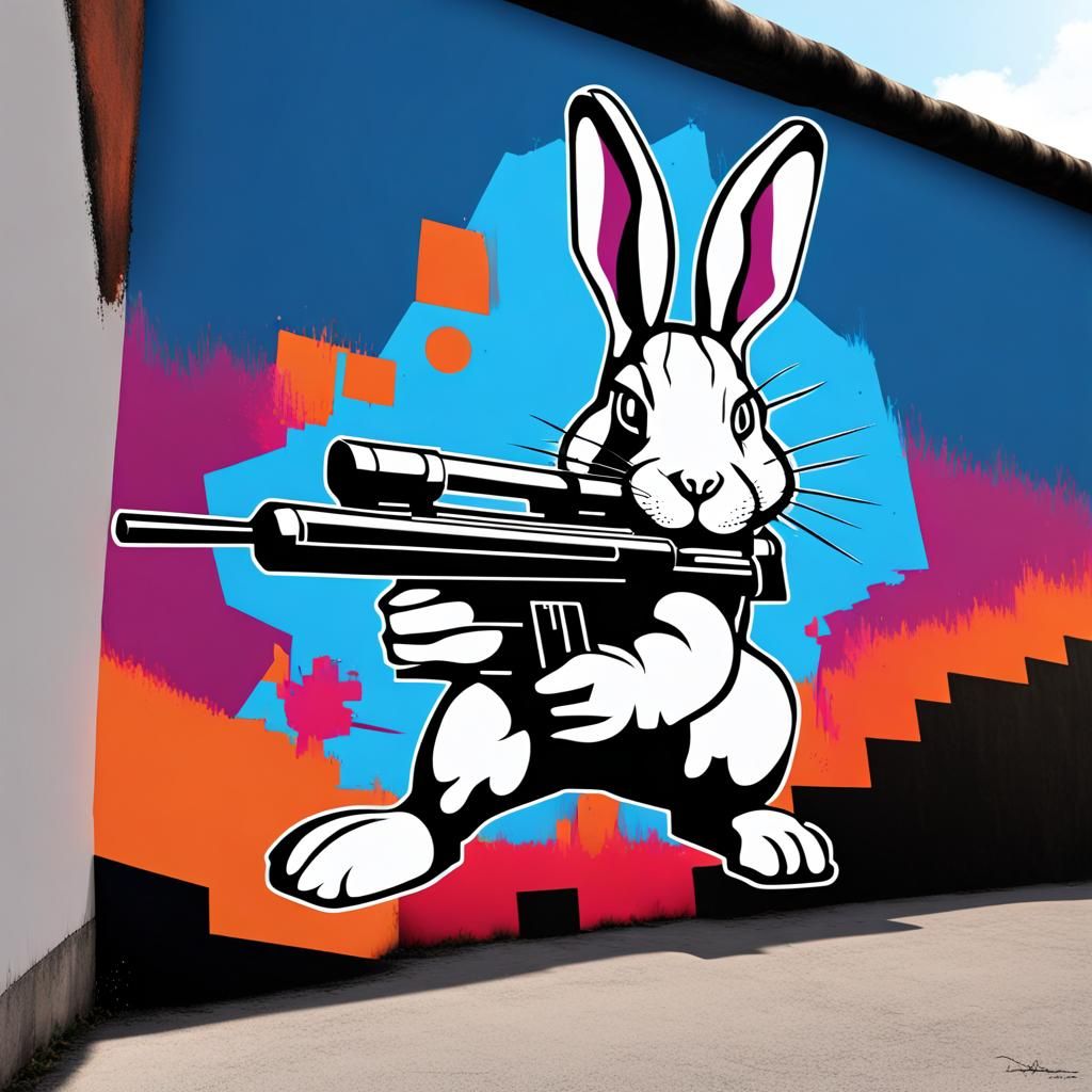 Rabbit with MP40: Pop Art Screen Print