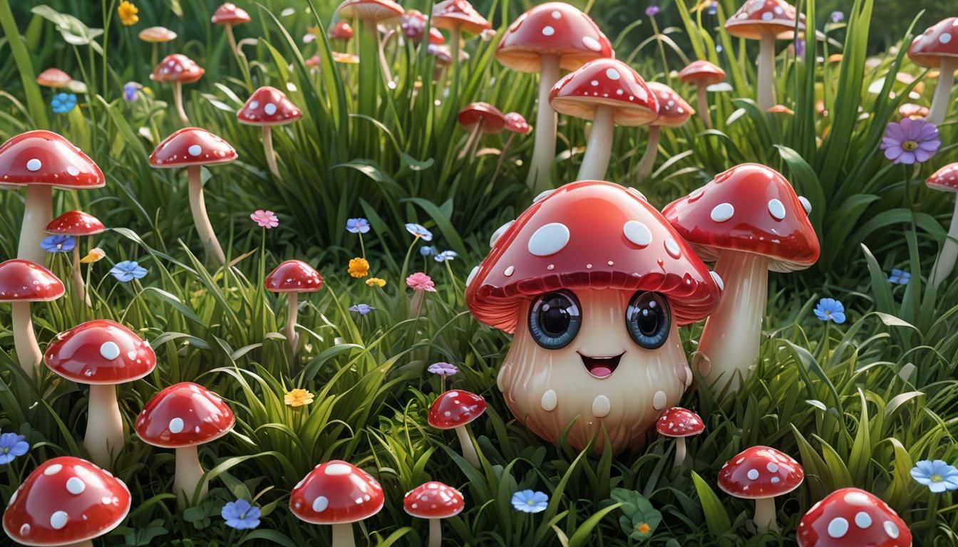Cute Mushroom Jelly Sculpture in Candyland Style