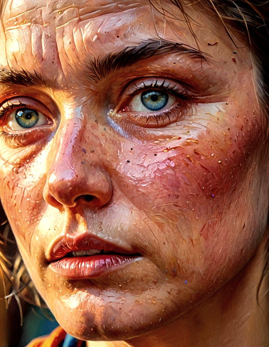 Intensely Detailed Expressionist Portrait in Impasto Style