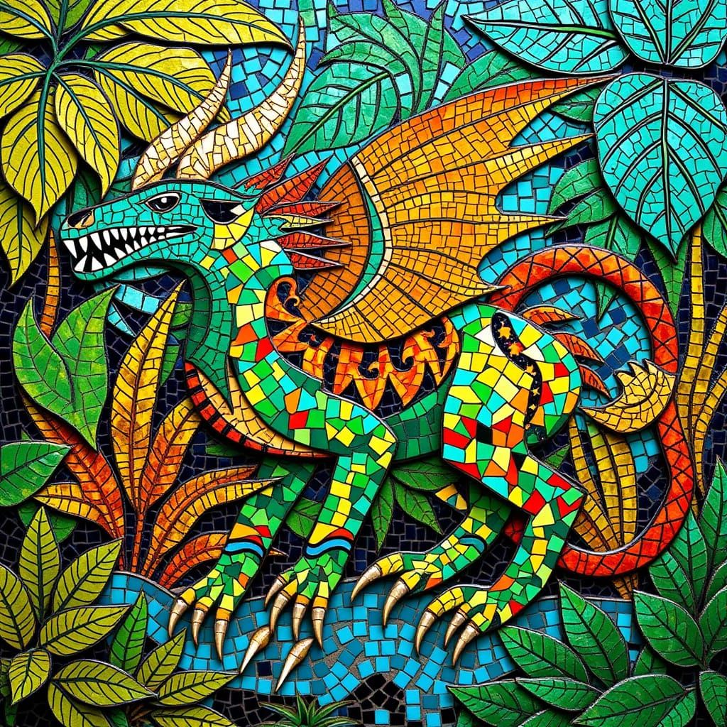 Majestic Chupacabra in Greek Mosaic Masterpiece