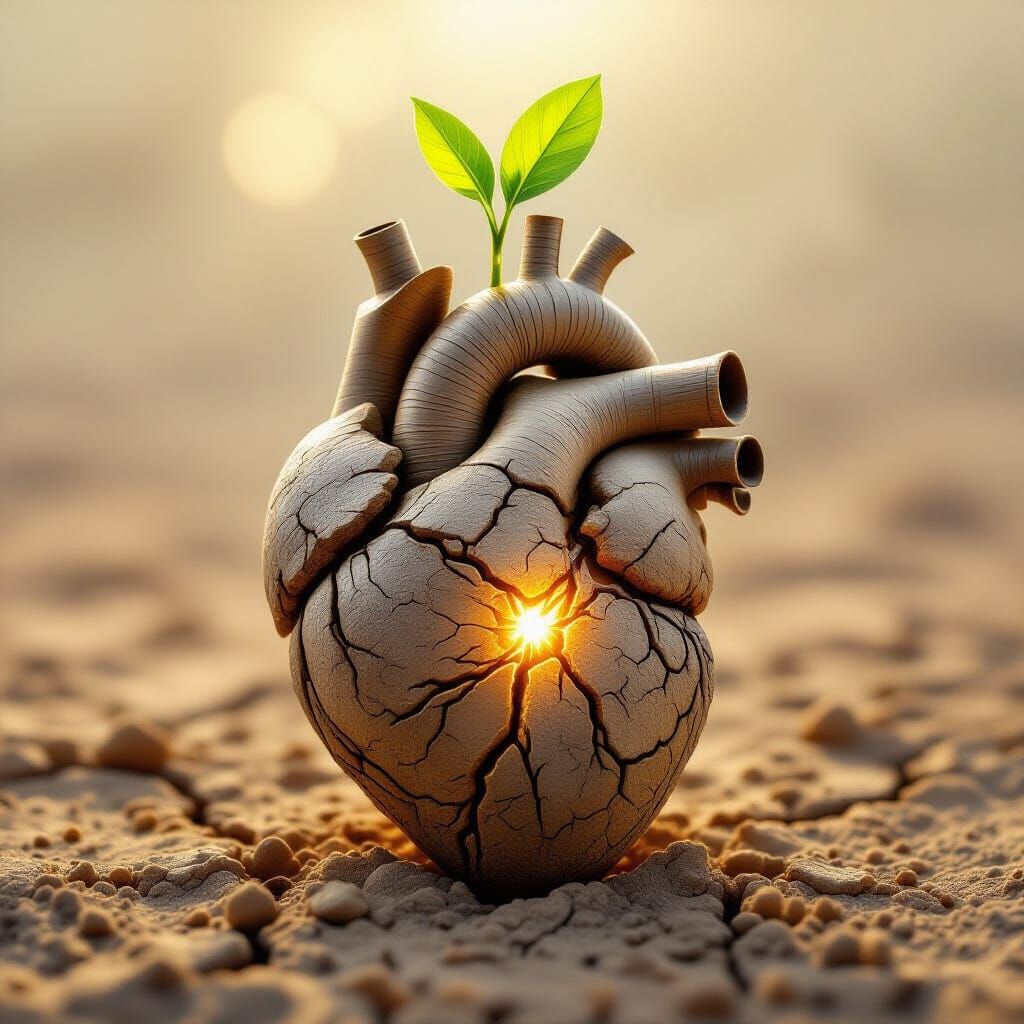 Realistic Earth Heart with Sprout - Hopeful Book Cover