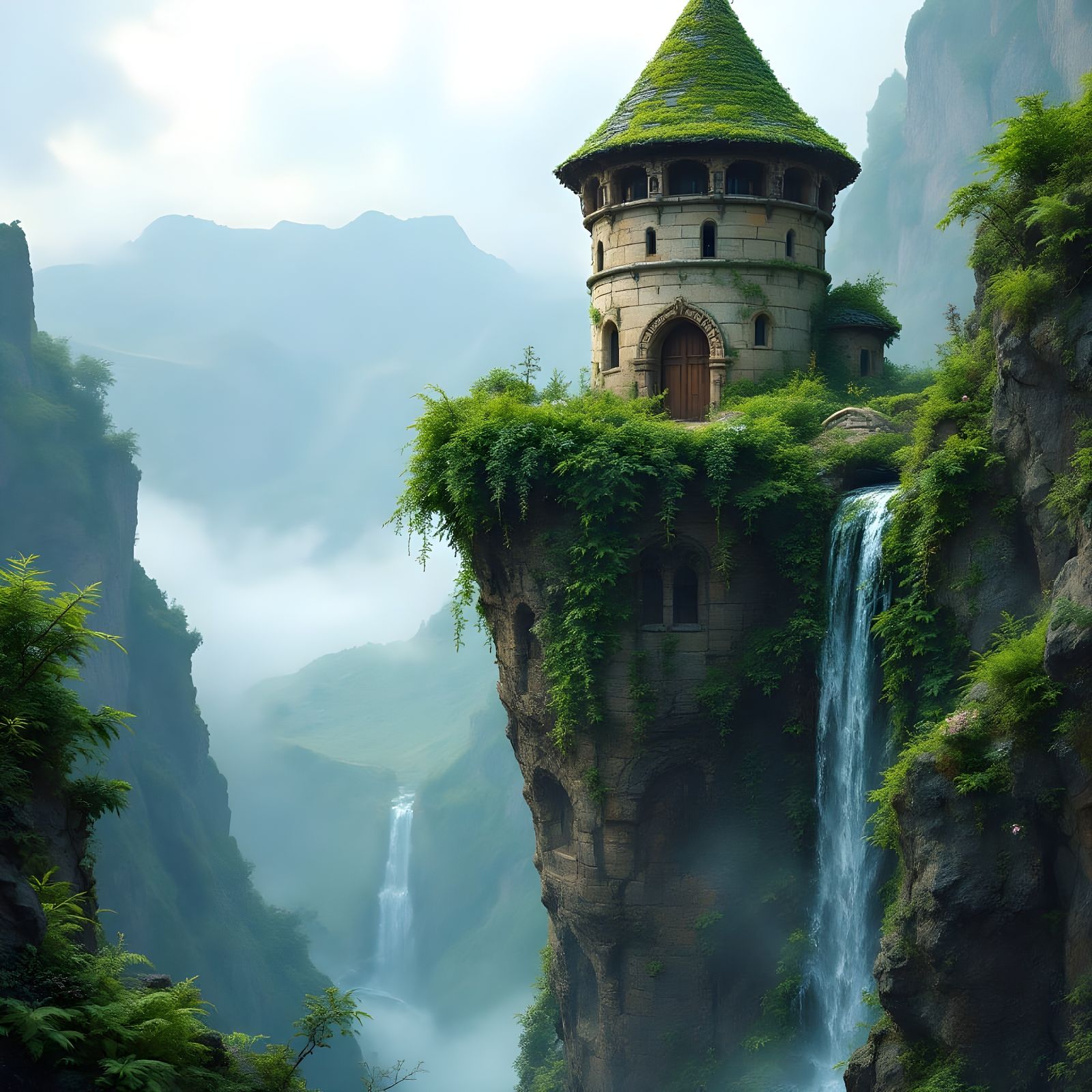 Ancient Stone Citadel in Verdant Wilderness