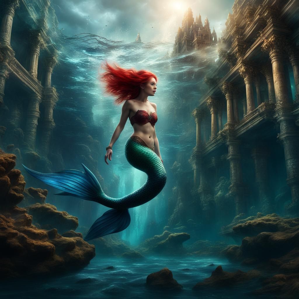 Mermaid in Atlantis: Epic Digital Matte Painting