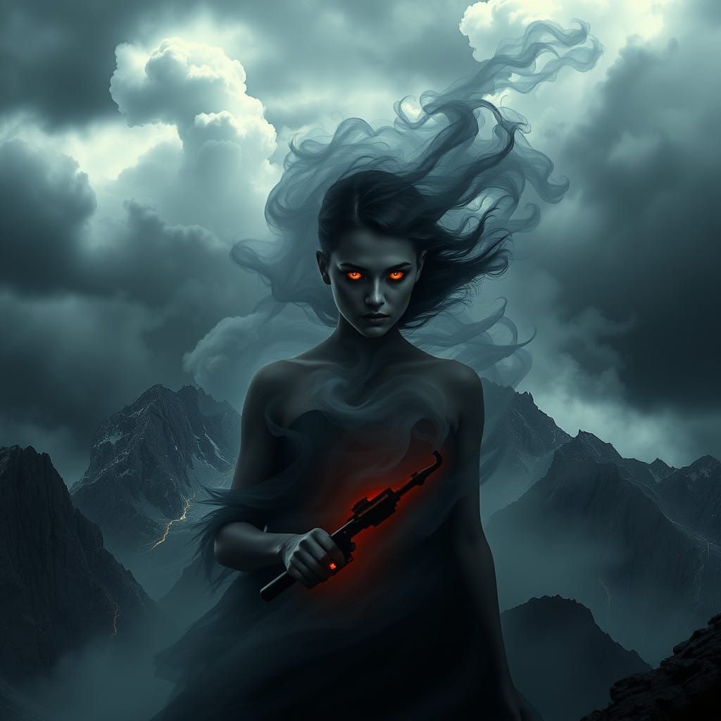 Her skin was swirling smoke and her eyes were embers of smoldering fire. The mountains trembled at her approach, and the...