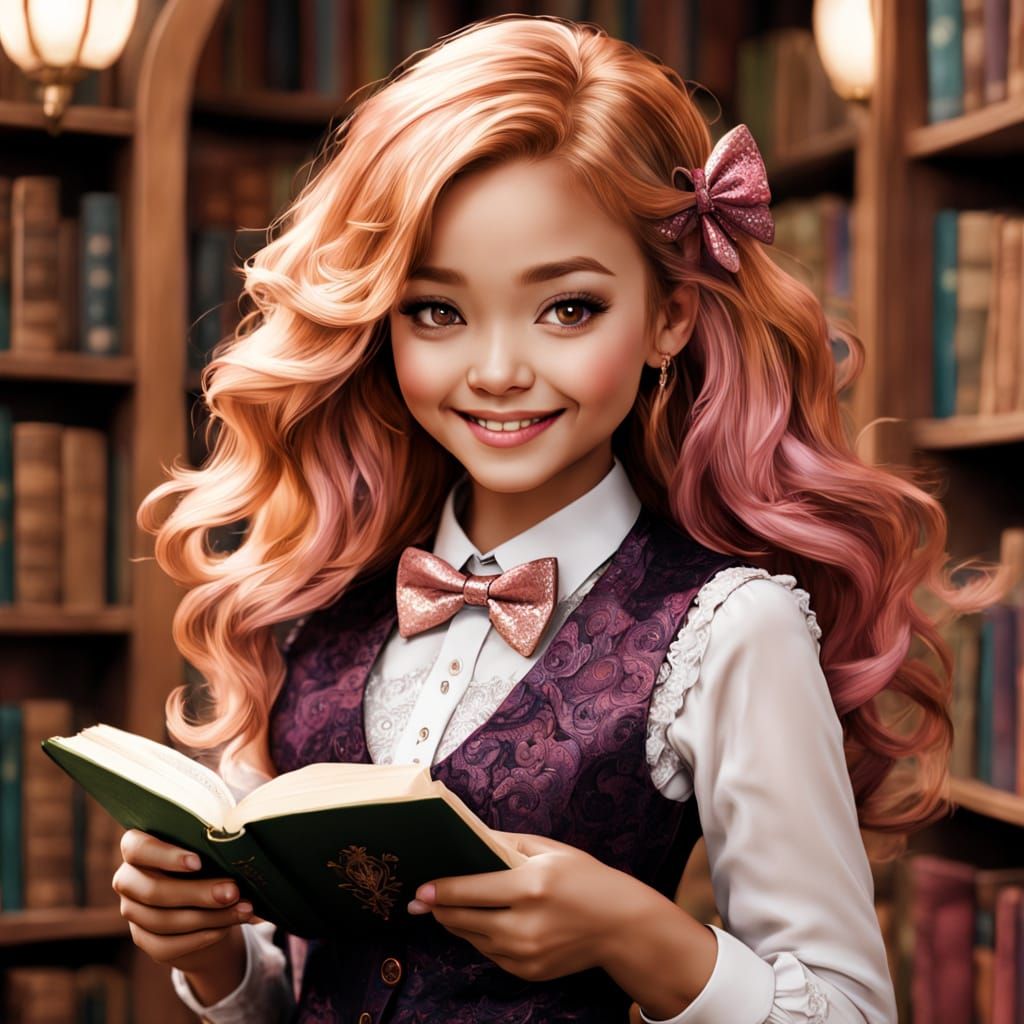 Stunning Dark Fairie Beauty Reads in a Whimsical Library