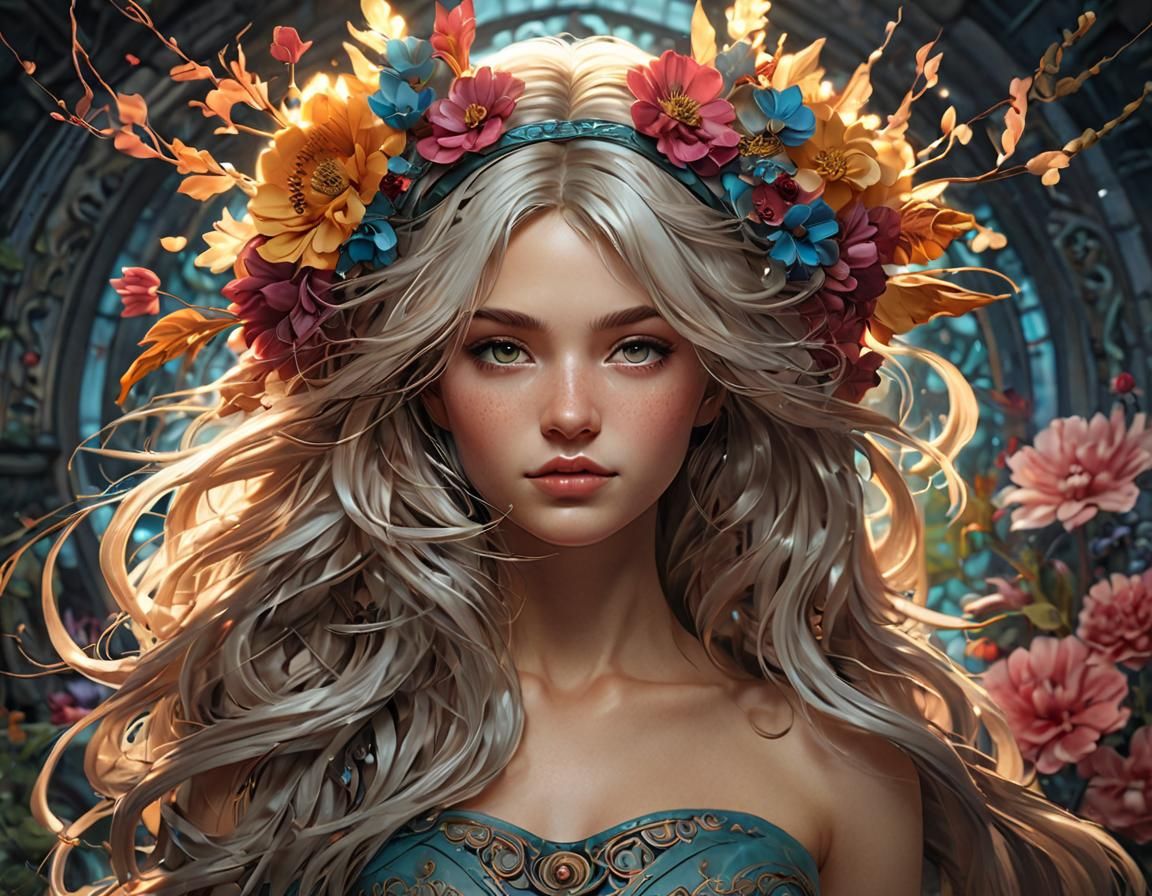 Fantasy Girl Portrait with Magical Elements