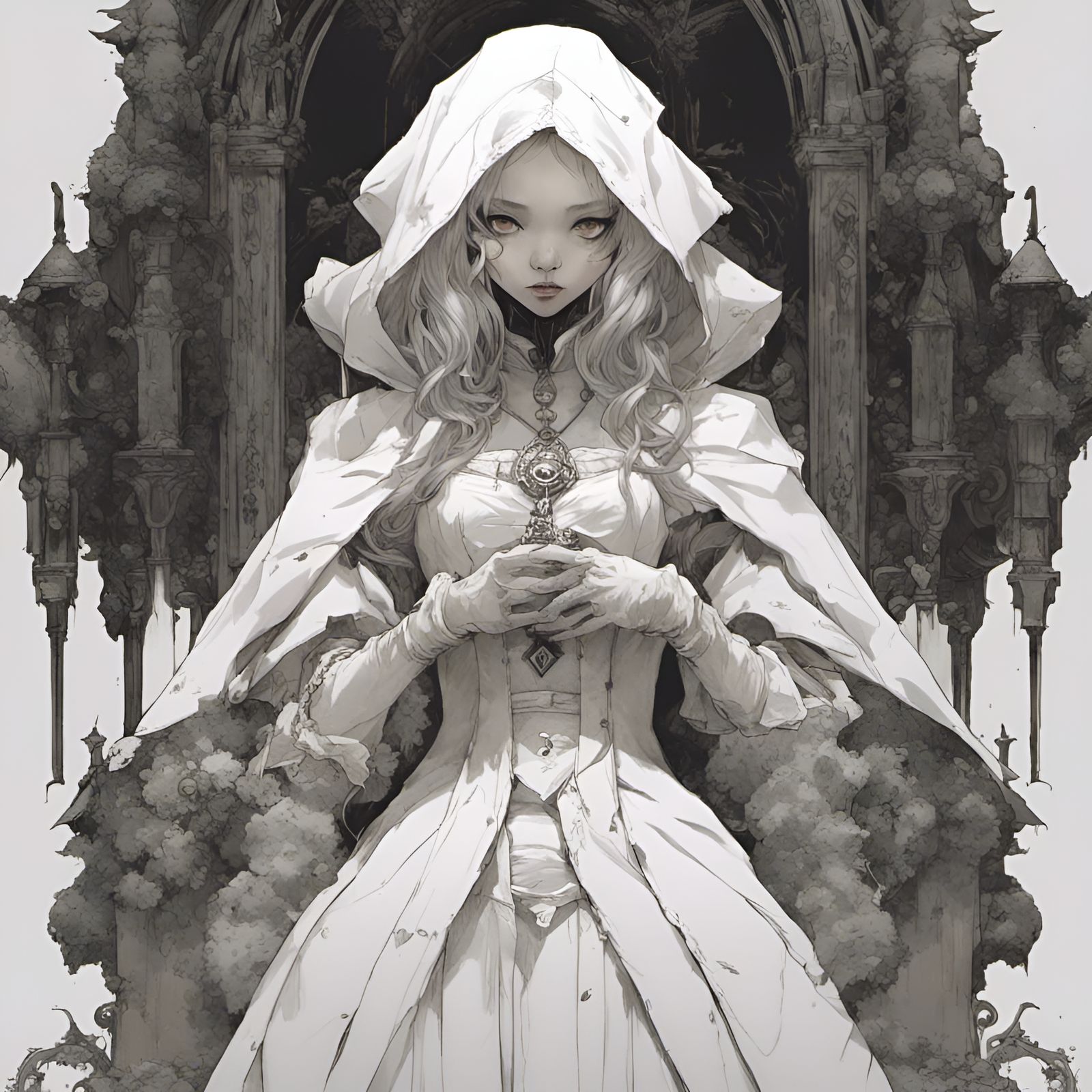 Elegant Gothic Vampire Girl in Hyperrealistic Detail